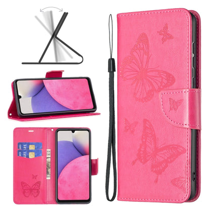 Two Butterflies Embossing Leather Phone Case, For Samsung Galaxy A13 4G, For Samsung Galaxy A33 5G, For Samsung Galaxy A73 5G, For Xiaomi 12