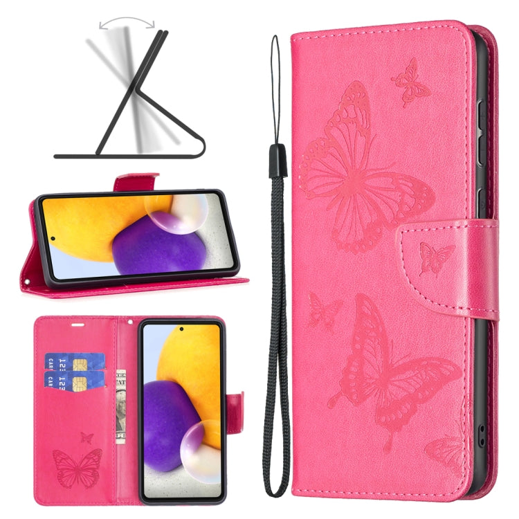Two Butterflies Embossing Leather Phone Case, For Samsung Galaxy A13 4G, For Samsung Galaxy A33 5G, For Samsung Galaxy A73 5G, For Xiaomi 12