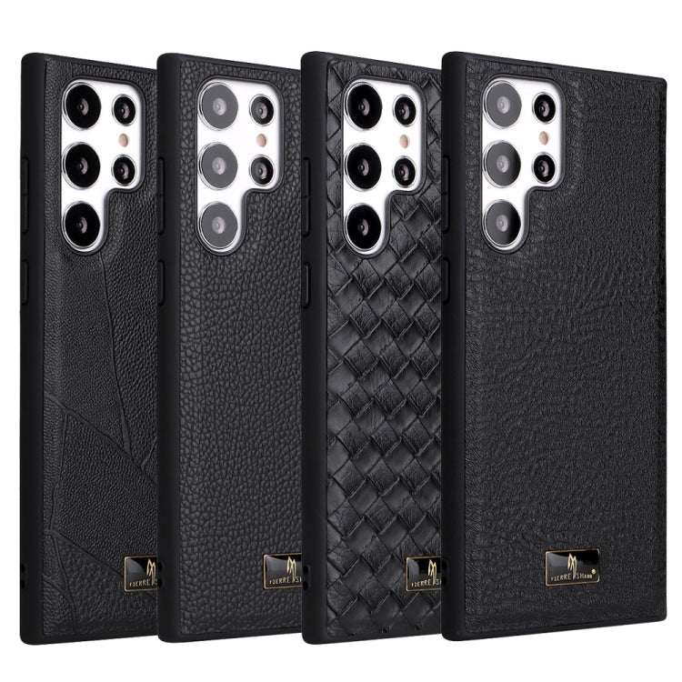 Fierre Shann Leather Texture Phone Back Cover Case, For Samsung Galaxy S22 5G, For Samsung Galaxy S22+ 5G, For Samsung Galaxy S22 Ultra 5G