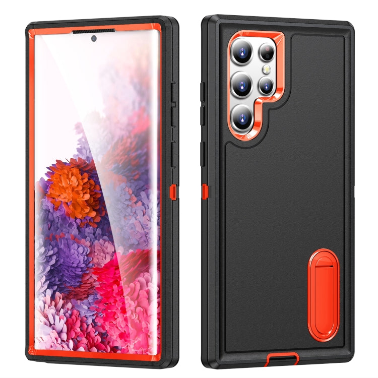 3 in 1 Rugged Holder Phone Case, For Samsung Galaxy S22 5G, For Samsung Galaxy S22+ 5G, For Samsung Galaxy S22 Ultra 5G