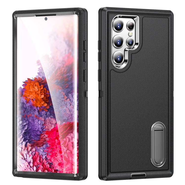 3 in 1 Rugged Holder Phone Case, For Samsung Galaxy S22 5G, For Samsung Galaxy S22+ 5G, For Samsung Galaxy S22 Ultra 5G