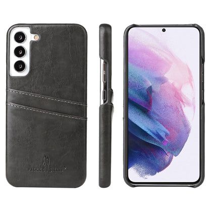 Fierre Shann Retro Oil Wax Texture PU Leather Phone Case with Card Slots, For Samsung Galaxy S22 Ultra 5G, For Samsung Galaxy S22+ 5G, For Samsung Galaxy S22 5G