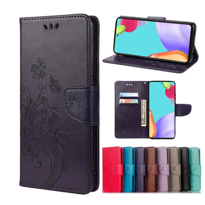 Butterfly Flower Pattern Flip Leather Phone Case, For Samsung Galaxy A23 5G