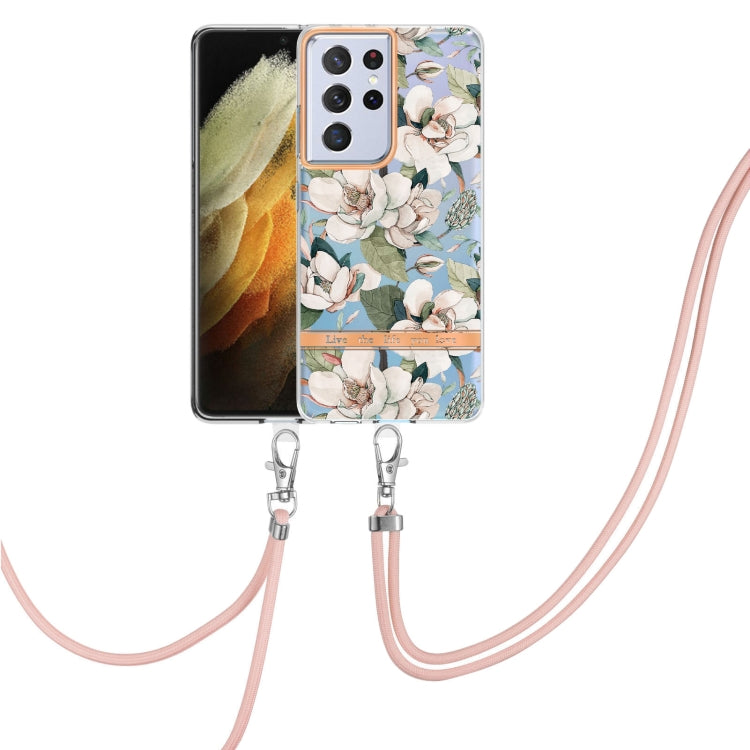 Flowers Series TPU Phone Case with Lanyard, For Samsung Galaxy S22 5G, For Samsung Galaxy S22+ 5G, For Samsung Galaxy S22 Ultra 5G, For Samsung Galaxy S21 5G, For Samsung Galaxy S21+ 5G, For Samsung Galaxy S21 Ultra 5G, For Samsung Galaxy S21 FE 5G    ...