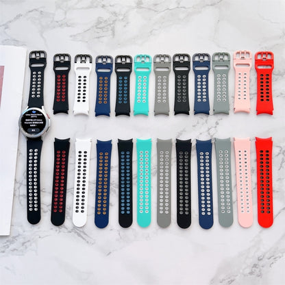 Double Buckles Two-color Silicone Watchband, For Samsung Galaxy Watch4 40mm, For Samsung Galaxy Watch4 44mm