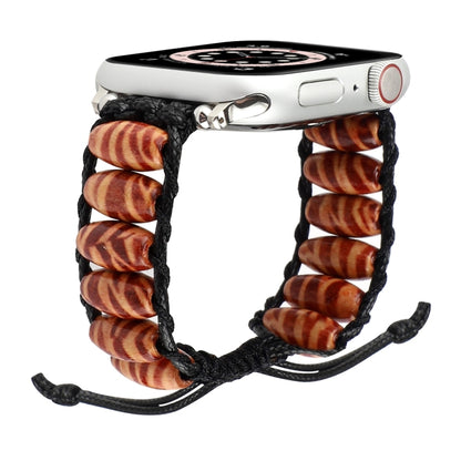 Wooden Bead Watchband For Apple Watch Series, 7 41mm / 6&SE&5&4 40mm / 3&2&1 38mm, 7 45mm / 6&SE&5&4 44mm / 3&2&1 42mm