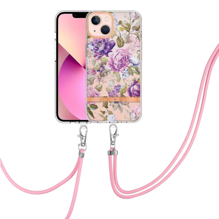 Flowers Series TPU Phone Case with Lanyard, For iPhone 11, For iPhone 11 Pro Max, For iPhone 12 Pro Max, For iPhone 12, For iPhone 13, For iPhone 13 mini, For iPhone 13 Pro, For iPhone 13 Pro Max