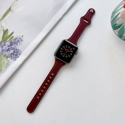 Flat Texture Leather Watchband For Apple Watch Series, 7 41mm / 6&SE&5&4 40mm / 3&2&1 38mm, 7 45mm / 6&SE&5&4 44mm / 3&2&1 42mm