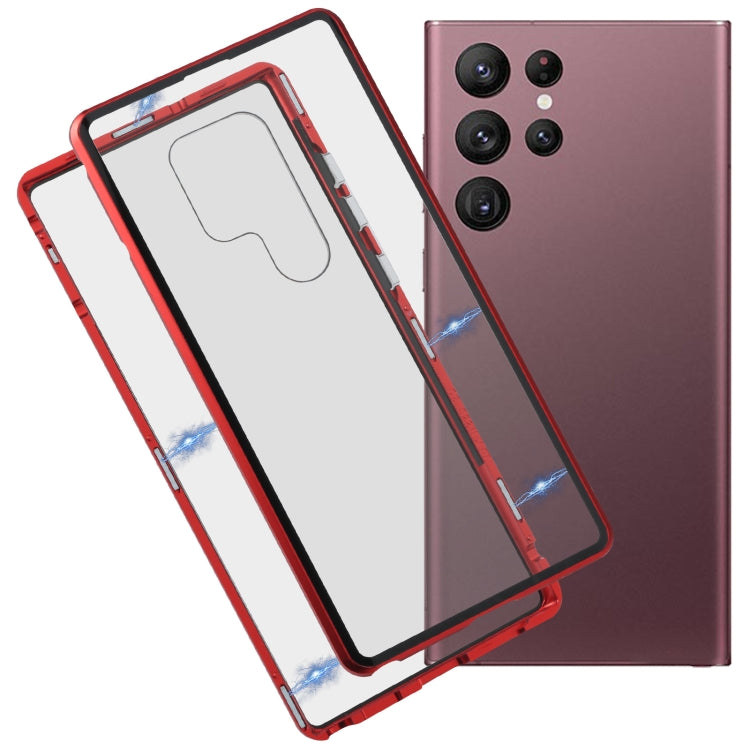 HD Magnetic Metal Tempered Glass Phone Case, For Samsung Galaxy S22 Ultra 5G
