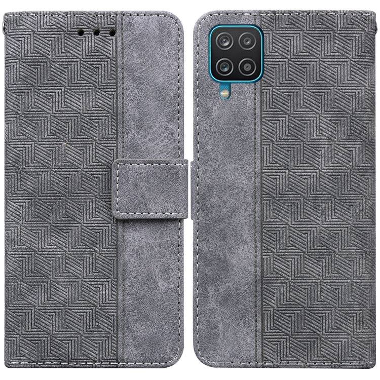 Geometric Embossed Leather Phone Case, For Samsung Galaxy M32 4G Indian / International Version