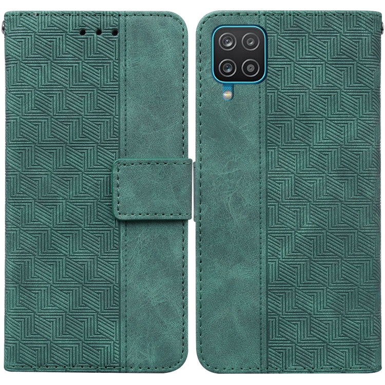 Geometric Embossed Leather Phone Case, For Samsung Galaxy M32 4G Indian / International Version