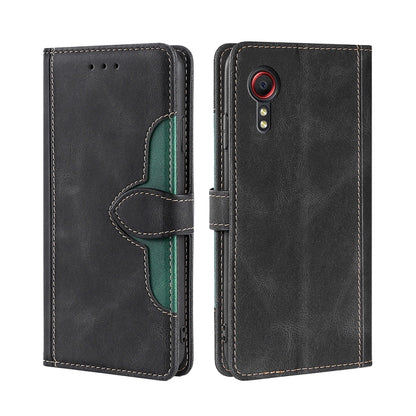 Skin Feel Straw Hat Magnetic Buckle Leather Phone Case, For Samsung Galaxy S21 FE, For Samsung Galaxy Xcover 5