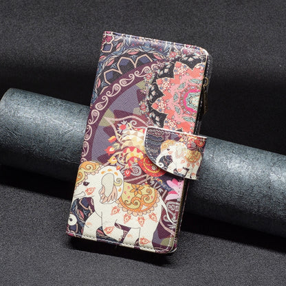 Colored Drawing Pattern Zipper Leather Phone Case, For Samsung Galaxy A03 166mm