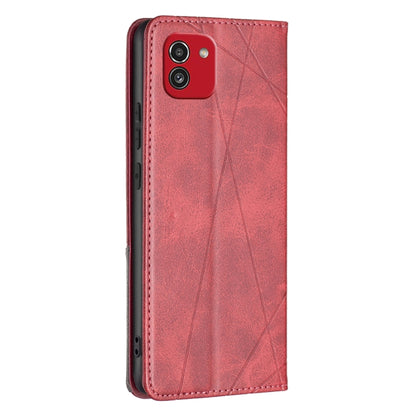 Rhombus Texture Magnetic Leather Phone Case, For Samsung Galaxy A03 166mm