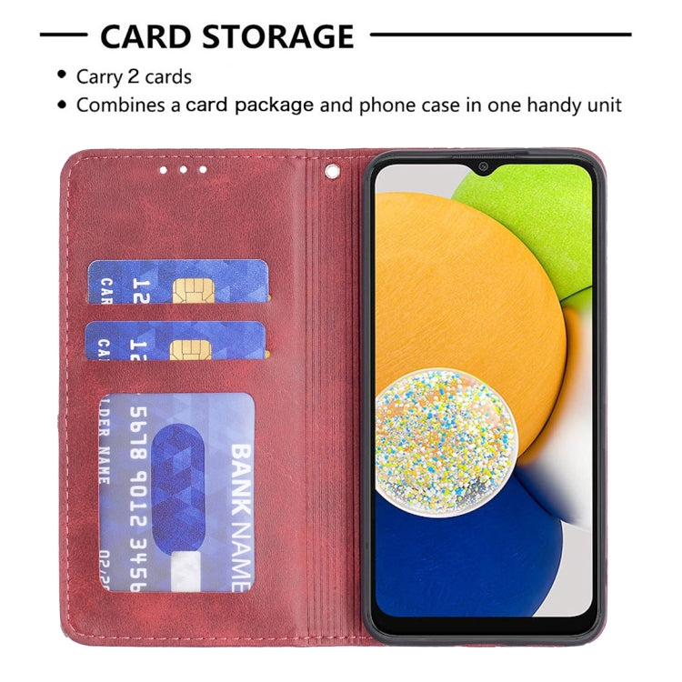Rhombus Texture Magnetic Leather Phone Case, For Samsung Galaxy A03 166mm