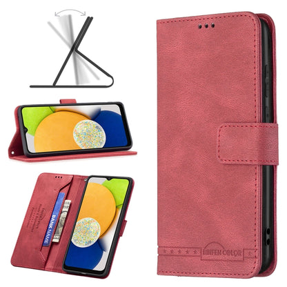 BF09 Magnetic Buckle RFID Flip Leather Phone Case, For Samsung Galaxy A03 166mm