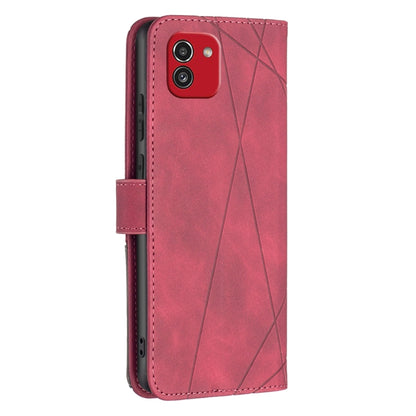 BF05 Magnetic Buckle Rhombus Texture Leather Phone Case, For Samsung Galaxy A03 166mm