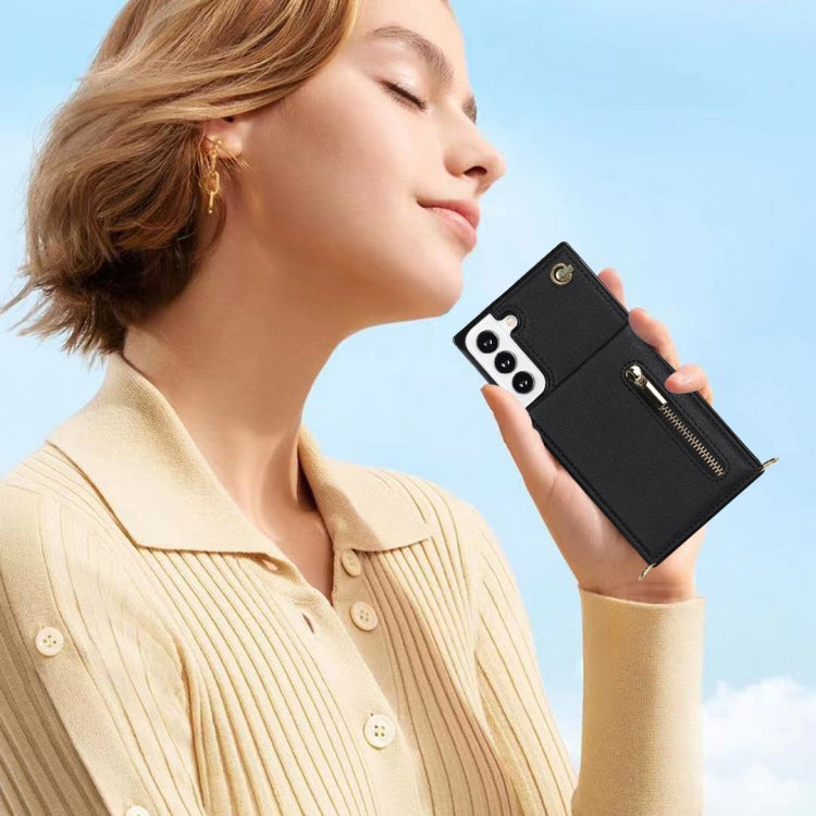 Cross-body Square Zipper Card Holder Bag Phone Case, For Samsung Galaxy S22 5G, For Samsung Galaxy S22+ 5G, For Samsung Galaxy S22 Ultra 5G, For Samsung Galaxy S21 FE 5G