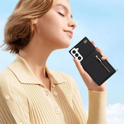Cross-body Square Zipper Card Holder Bag Phone Case, For Samsung Galaxy S22 5G, For Samsung Galaxy S22+ 5G, For Samsung Galaxy S22 Ultra 5G, For Samsung Galaxy S21 FE 5G