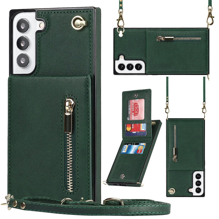 Cross-body Square Zipper Card Holder Bag Phone Case, For Samsung Galaxy S22 5G, For Samsung Galaxy S22+ 5G, For Samsung Galaxy S22 Ultra 5G, For Samsung Galaxy S21 FE 5G