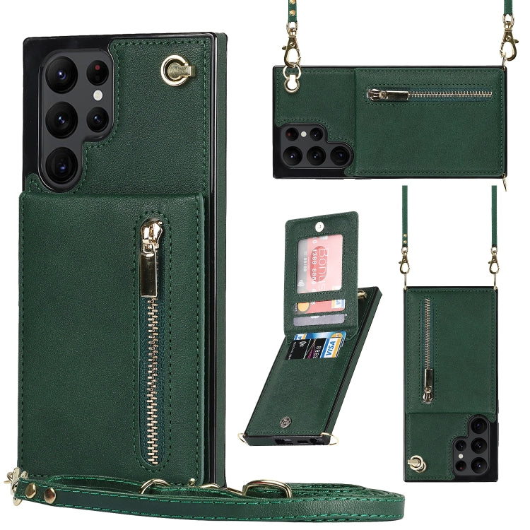 Cross-body Square Zipper Card Holder Bag Phone Case, For Samsung Galaxy S22 5G, For Samsung Galaxy S22+ 5G, For Samsung Galaxy S22 Ultra 5G, For Samsung Galaxy S21 FE 5G