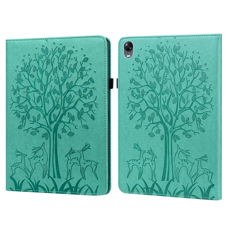 Tree & Deer Pattern Pressed Printing Leather Tablet Case, For OPPO Pad 11 inch, For OPPO Realme Pad 10.4 inch, For Huawei MatePad T 10s 10.1 inch / T 10 9.7 inch, For Lenovo Legion Y700, For iPad mini 6 2021 / mini 2024                                 ...