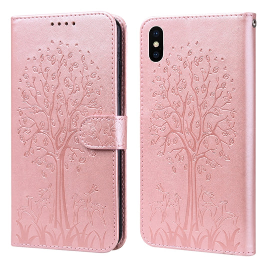 Tree & Deer Pattern Pressed Printing Horizontal Flip Leather Phone Case, For iPhone XS Max, For iPhone 7 / 8 / SE 2020 / SE 2022, For iPhone 11, For iPhone 11 Pro, For iPhone 11 Pro Max, For iPhone 12 / 12 Pro, For iPhone 12 Pro Max / 13 Pro Max       ...
