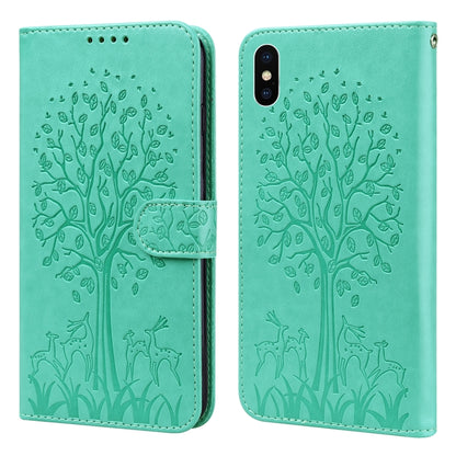 Tree & Deer Pattern Pressed Printing Horizontal Flip Leather Phone Case, For iPhone XS Max, For iPhone 7 / 8 / SE 2020 / SE 2022, For iPhone 11, For iPhone 11 Pro, For iPhone 11 Pro Max, For iPhone 12 / 12 Pro, For iPhone 12 Pro Max / 13 Pro Max       ...