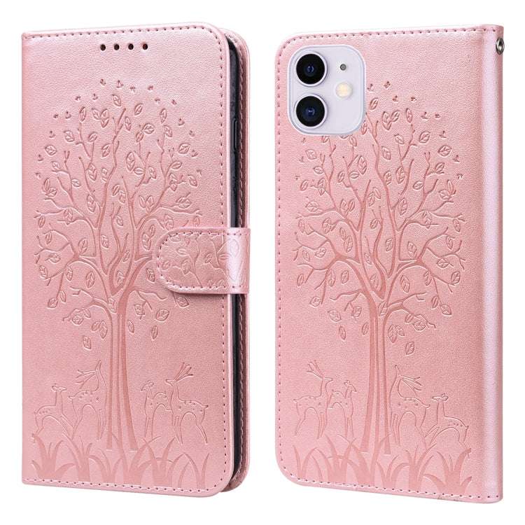 Tree & Deer Pattern Pressed Printing Horizontal Flip Leather Phone Case, For iPhone XS Max, For iPhone 7 / 8 / SE 2020 / SE 2022, For iPhone 11, For iPhone 11 Pro, For iPhone 11 Pro Max, For iPhone 12 / 12 Pro, For iPhone 12 Pro Max / 13 Pro Max       ...
