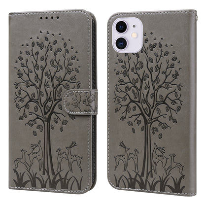 Tree & Deer Pattern Pressed Printing Horizontal Flip Leather Phone Case, For iPhone XS Max, For iPhone 7 / 8 / SE 2020 / SE 2022, For iPhone 11, For iPhone 11 Pro, For iPhone 11 Pro Max, For iPhone 12 / 12 Pro, For iPhone 12 Pro Max / 13 Pro Max       ...