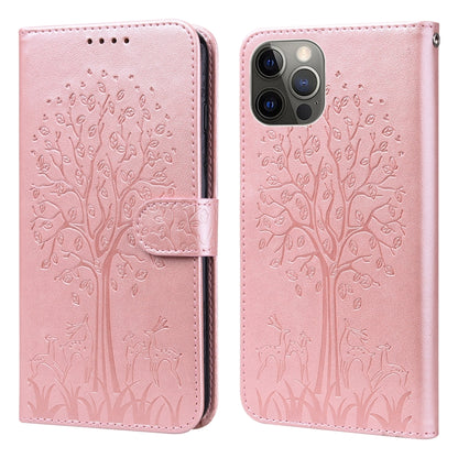 Tree & Deer Pattern Pressed Printing Horizontal Flip Leather Phone Case, For iPhone XS Max, For iPhone 7 / 8 / SE 2020 / SE 2022, For iPhone 11, For iPhone 11 Pro, For iPhone 11 Pro Max, For iPhone 12 / 12 Pro, For iPhone 12 Pro Max / 13 Pro Max       ...