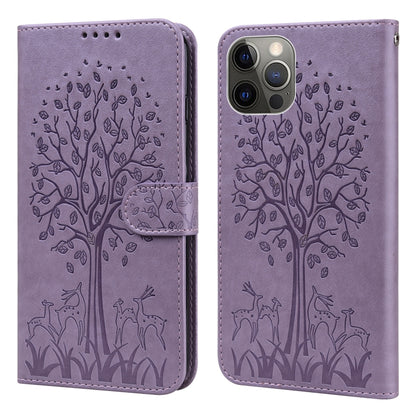 Tree & Deer Pattern Pressed Printing Horizontal Flip Leather Phone Case, For iPhone XS Max, For iPhone 7 / 8 / SE 2020 / SE 2022, For iPhone 11, For iPhone 11 Pro, For iPhone 11 Pro Max, For iPhone 12 / 12 Pro, For iPhone 12 Pro Max / 13 Pro Max       ...