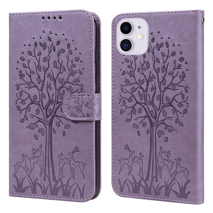 Tree & Deer Pattern Pressed Printing Horizontal Flip Leather Phone Case, For iPhone 13, For iPhone X / XS, For iPhone XR