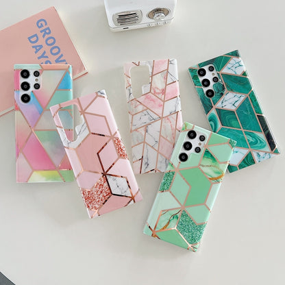 Electroplated Splicing Marble TPU Phone Case, For Samsung Galaxy S22 5G, For Samsung Galaxy S22+ 5G, For Samsung Galaxy S22 Ultra 5G
