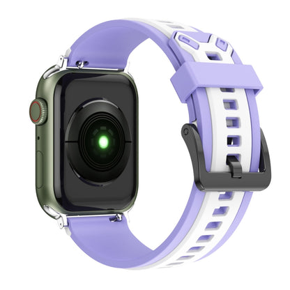 Two-Color Silicone Watchband For Apple Watch Series, 7 41mm / 6&SE&5&4 40mm / 3&2&1 38mm, 7 45mm / 6&SE&5&4 44mm / 3&2&1 42mm
