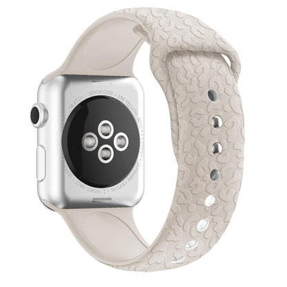 Leopard Embossing Silicone Watchband For Apple Watch Series, 7 41mm / 6&SE&5&4 40mm / 3&2&1 38mm, 7 45mm / 6&SE&5&4 44mm / 3&2&1 42mm