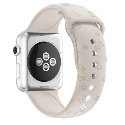 Dog Paw Embossing Silicone Watchband For Apple Watch Series, 7 41mm / 6&SE&5&4 40mm / 3&2&1 38mm, 7 45mm / 6&SE&5&4 44mm / 3&2&1 42mm