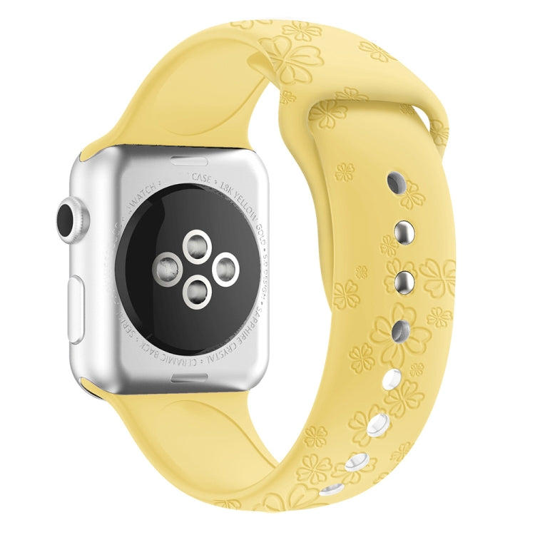 Four-leaf Clover Embossing Silicone Watchband For Apple Watch Series, 7 41mm / 6&SE&5&4 40mm / 3&2&1 38mm, 7 45mm / 6&SE&5&4 44mm / 3&2&1 42mm