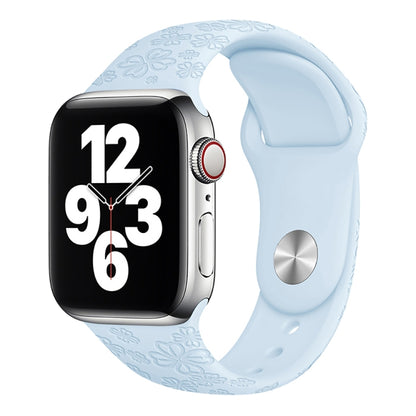 Four-leaf Clover Embossing Silicone Watchband For Apple Watch Series, 7 41mm / 6&SE&5&4 40mm / 3&2&1 38mm, 7 45mm / 6&SE&5&4 44mm / 3&2&1 42mm