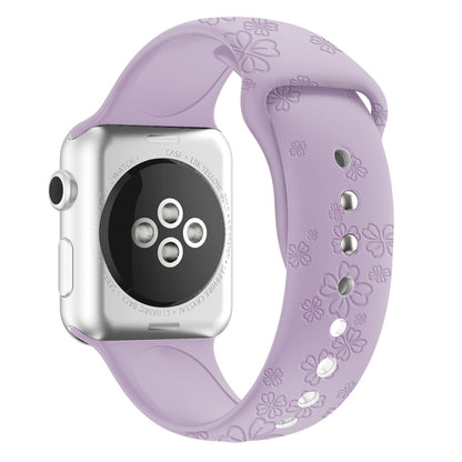 Four-leaf Clover Embossing Silicone Watchband For Apple Watch Series, 7 41mm / 6&SE&5&4 40mm / 3&2&1 38mm, 7 45mm / 6&SE&5&4 44mm / 3&2&1 42mm