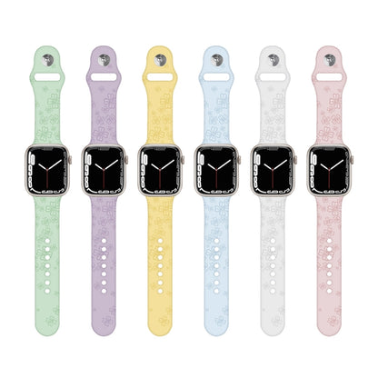 Four-leaf Clover Embossing Silicone Watchband For Apple Watch Series, 7 41mm / 6&SE&5&4 40mm / 3&2&1 38mm, 7 45mm / 6&SE&5&4 44mm / 3&2&1 42mm