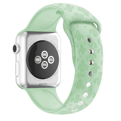 Cactus Embossing Silicone Watchband For Apple Watch Series, 7 41mm / 6&SE&5&4 40mm / 3&2&1 38mm, 7 45mm / 6&SE&5&4 44mm / 3&2&1 42mm