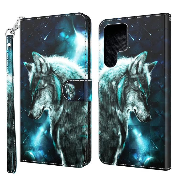 3D Painting Pattern TPU + PU Leather Phone Case, For Samsung Galaxy S22 Ultra 5G