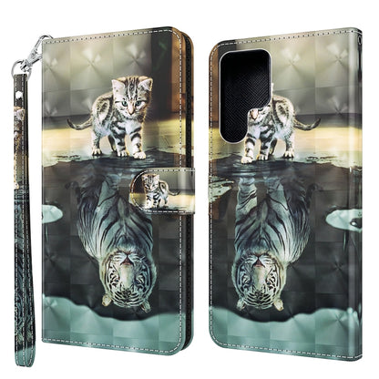 3D Painting Pattern TPU + PU Leather Phone Case, For Samsung Galaxy S22 Ultra 5G