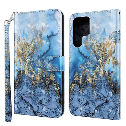 3D Painting Pattern TPU + PU Leather Phone Case, For Samsung Galaxy S22 Ultra 5G