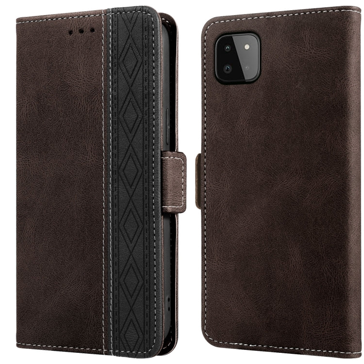 Stitching Side-Magnetic RFID Leather Phone Case, For Samsung Galaxy A02, For Samsung Galaxy A02s, For Samsung Galaxy A03s 166mm, For Samsung Galaxy A12 5G, For Samsung Galaxy A13 4G, For Samsung Galaxy A13 5G, For Samsung Galaxy A22 5G                 ...
