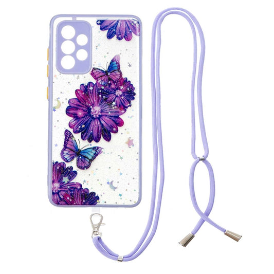 Starry Sky Epoxy TPU Phone Case with Neck Lanyard, For Samsung Galaxy A73 5G