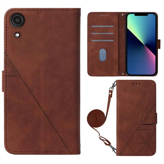 Crossbody 3D Embossed Flip Leather Phone Case, For Samsung Galaxy A03 Core, For Samsung Galaxy A03s 165.8mm, For Samsung Galaxy A13 4G, For Samsung Galaxy A23 5G, For Samsung Galaxy A73 5G, For Samsung Galaxy A02 / M02 International                    ...