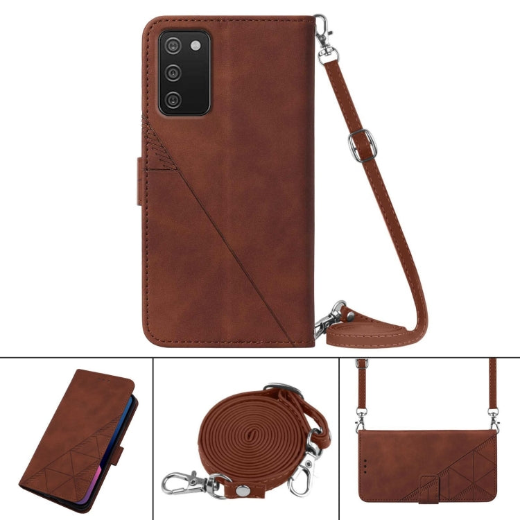 Crossbody 3D Embossed Flip Leather Phone Case, For Samsung Galaxy A03s 164mm, For Samsung Galaxy A03s 166mm, For Samsung Galaxy A11 / M11, For Samsung Galaxy A12 / M12, For Samsung Galaxy A21s, For Samsung Galaxy A22 4G EU/M32 International            ...