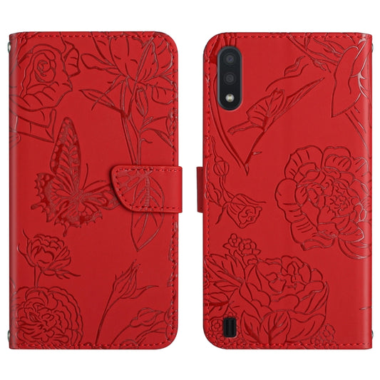 Skin Feel Butterfly Peony Embossed Leather Phone Case, For Samsung Galaxy A01, For Samsung Galaxy A02s, For Samsung Galaxy A02s EU Version, For Samsung Galaxy A03 164mm, For Samsung Galaxy A03 166mm, For Samsung Galaxy A03 Core